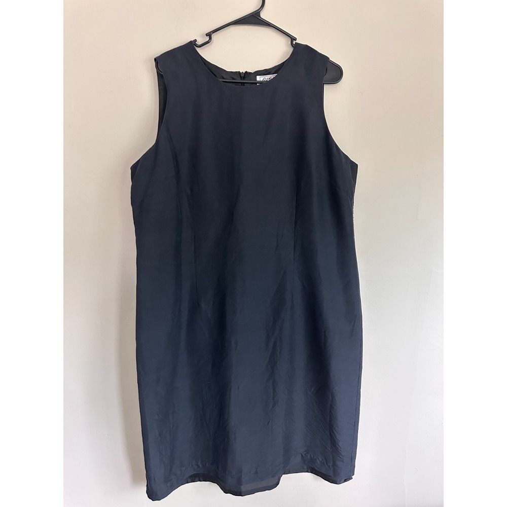 VTG 100% Silk Bob Mackie Black Sheath Dress Size 14 (Tag 18W) Sleeveless LBD